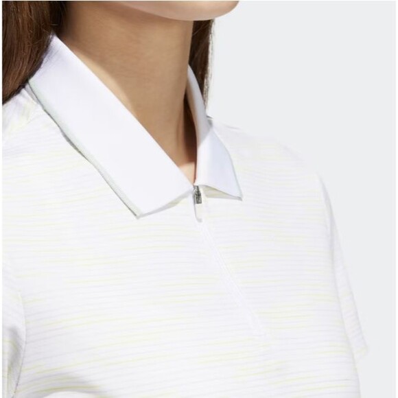 Adidas Golf Polo Shirt Women's Large White Yellow Short Sleeve Novelty HS6663 - Picture 4 of 16